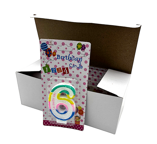 Lumanare cifra 6 pentru tort En-gross (12 buc/cutie)